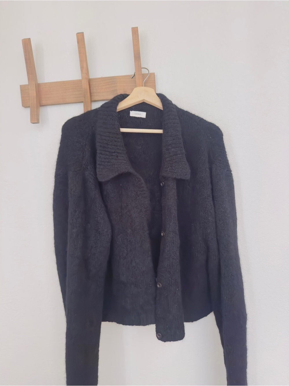 OZMA Black Knit Button-Front Cardigan